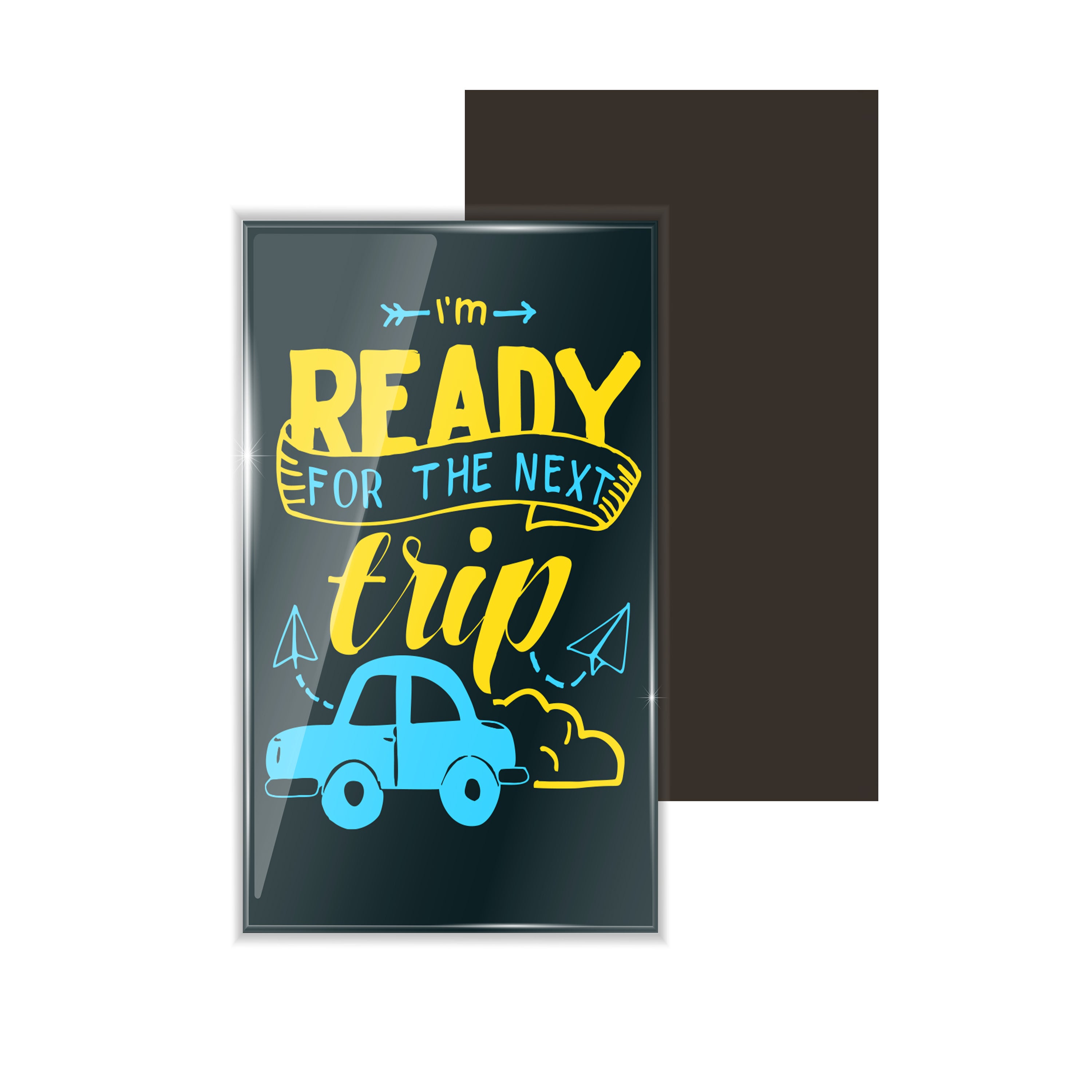 dhcrafts Fridge Magnet Rectangle Acrylic Glass (8.6 x 5.4 cm) Black Color Travel I'm Ready For The Next Trip Design Pack of 1